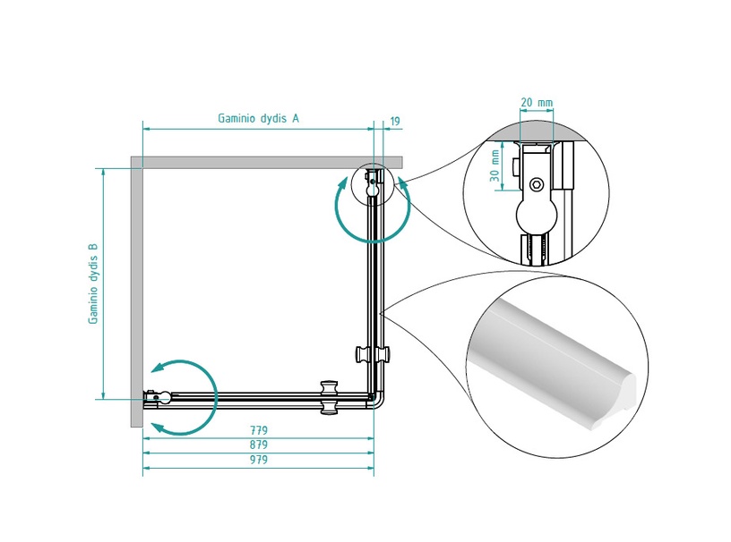 Душевая кабина Brasta Glass, квадратная, без поддона, 800 мм x 800 мм x 1900 мм
