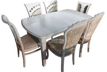 Обеденный стол c удлинением Mebin Afrodita, золотой/белый, 1600 - 2080 мм x 900 мм x 760 мм