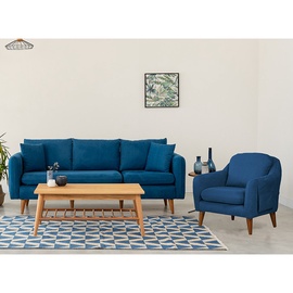 Dīvāns Hanah Home Sofia Set, tumši zila, 94 x 215 x 81 cm