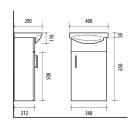 Комплект мебели для ванной Riva Sense, серый, 21.2 x 36.8 см x 65 см