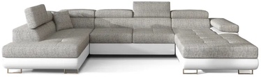 Stūra dīvāns Rodrigo Berlin Soft, balta/pelēka, kreisais, 202 x 345 x 90 cm