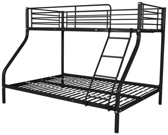 Divstāvīga gulta VLX Metal 242996, melna, 210 x 147.5 cm