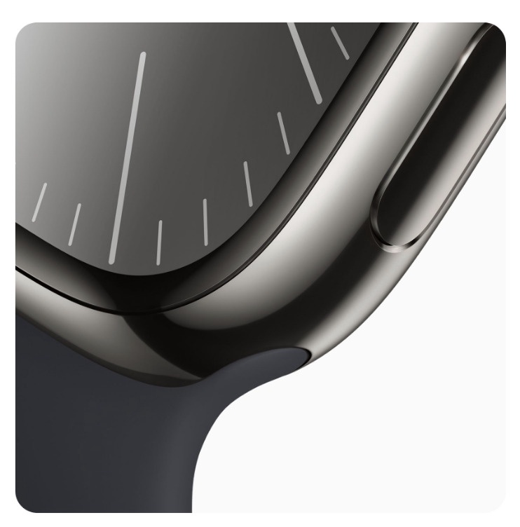 Умные часы Apple Watch Series 9 GPS + Cellular, 45mm Graphite Stainless Steel Midnight Sport Band M/L, графитовый