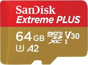 Mälukaart SanDisk Extreme Plus, 64 GB, 200 Mb/s - 90 Mb/s