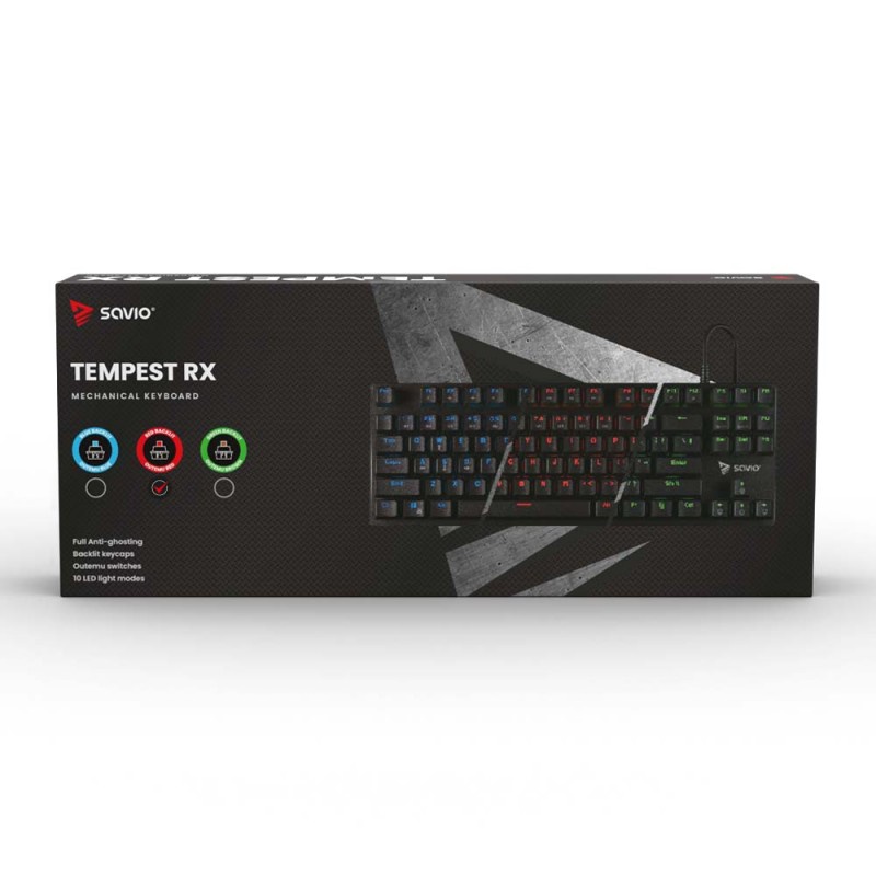Клавиатура Savio Tempest Outemu Red, EN, черный