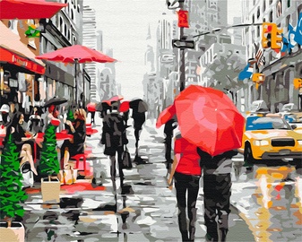 Glezniecība pēc cipariem Brushme Rain In New York BS8091, daudzkrāsaina