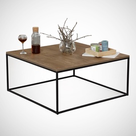Журнальный столик Kalune Design Poly, коричневый/черный, 75 см x 75 см x 43 см