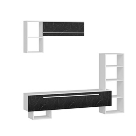 Sekcija Kalune Design Mega 505CRL1702, balta/juoda, 27.7 cm x 209 cm x 123.6 cm