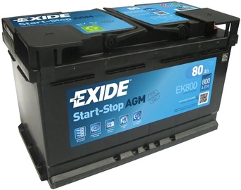 Аккумулятор Exide AGM EK800, 12 В, 80 Ач, 800 а
