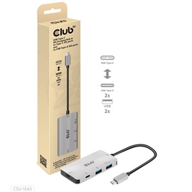 USB jaotur Club 3D CSV-1543 USB Type-C, hõbe