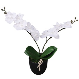 Mākslīgie ziedi puķu podā, orhideja VLX With Pot Orchid, balta, 30 cm