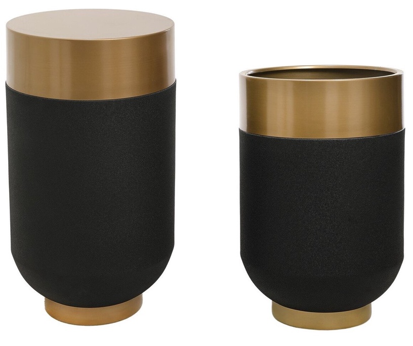 Žurnālgaldiņi Kalune Design Decorative Pot & Side Table Set 1016-1, zelta/melna, 40 cm x 40 cm x 70 cm