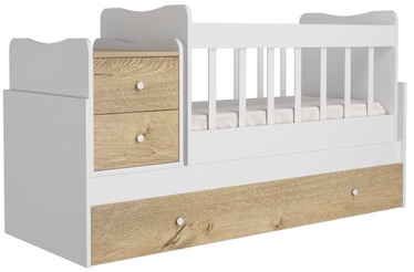 Kūdikio lovytė viengulė Kalune Design Sansa 142NPG1102, balta/ąžuolo, 67 x 175 cm