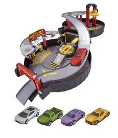 Transporto žaislų komplektas HTI Teamsterz Parking Garage, juoda/geltona/žalia