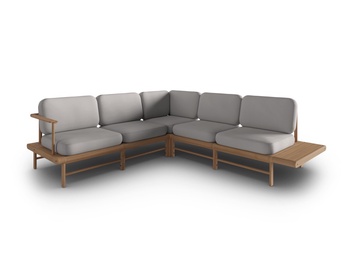 Kampinė lauko sofa Calme Jardin Belize, pilka, dešininė, 245 cm x 230 cm x 74 cm