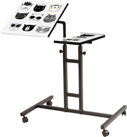 Datorgalds regulējams augstums Kalune Design Laptop Standing Desk Glen Cats, balta/melna