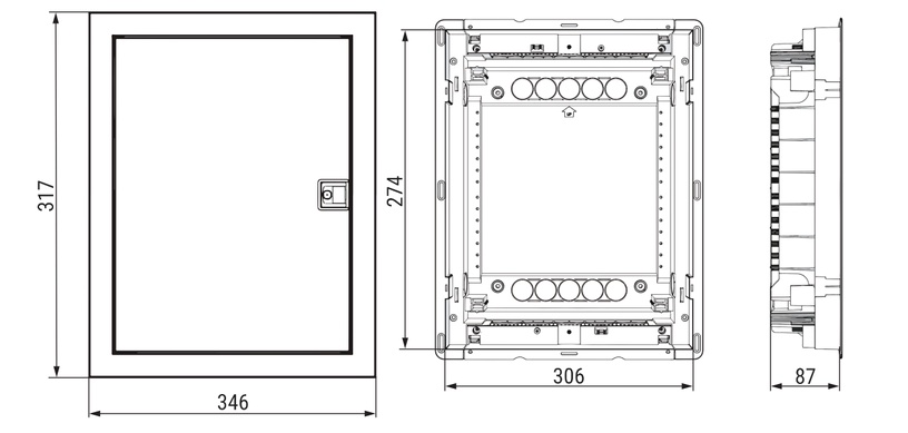 Modulaarne paneel ETI ECG14MEDIA-I, krohvialune, IP30, 14 mood., valge