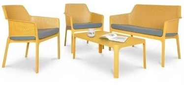 Lauko baldų komplektas Net Relax, geltonas, 4 vietų