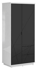 Гардероб Forn, белый/черный, 56.5 см x 94 см x 200.5 см