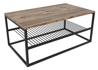 Kafijas galdiņš Kalune Design Asude, melna/priežu, 950 mm x 550 mm x 430 mm