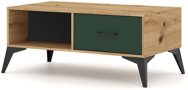 Kafijas galdiņš Lugo LU08, ozola/zaļa, 110.1 cm x 60 cm x 38.4 cm