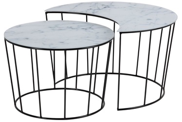 Kafijas galdiņš Actona Sunmoon 61613, balta/melna, 760 mm x 760 mm x 450 mm