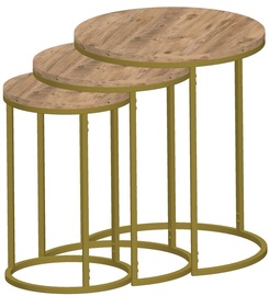 Kohvilaudade komplekt Kalune Design Alya, kuldne/tamm, 34 - 50 cm x 50 cm x 50 - 58 cm