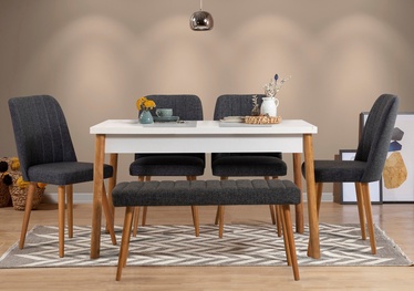 Ēdamistabas komplekts Kalune Design Costa 1053 - 2 AB, balts/priedes/antracīts
