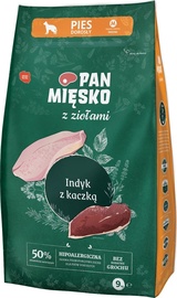 Сухой корм для собак Pan Miesko Herbs with Turkey & Duck, индюшатина/мясо утки, 9 кг