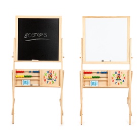 Zīmēšanas tāfele EcoToys Double-sided 1751, 115 cm, balta/melna/koka