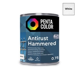 Emaljas krāsa Pentacolor Anti Rust Hammered, spīdīga, 0.75 l, balta