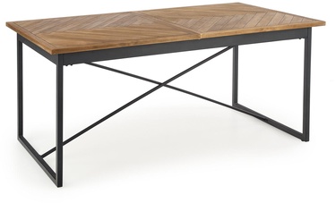 Pusdienu galds izvelkams Alvaro, melna/ozola, 180 - 240 cm x 90 cm x 77 cm