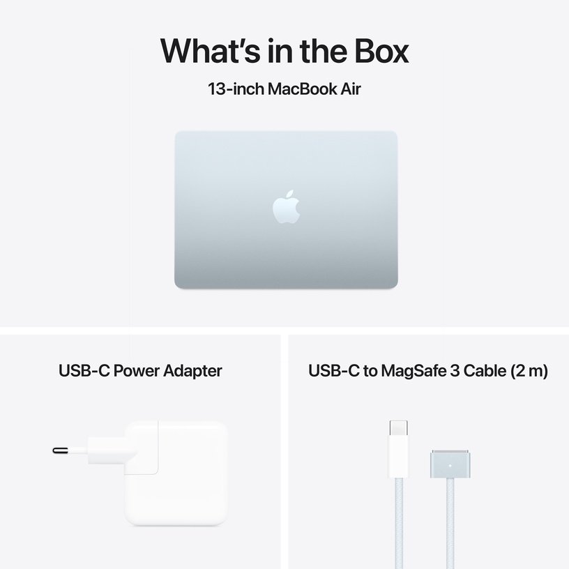 Sülearvuti Apple MacBook Air 13, M4, 16 GB, 256 GB, 13.6 ", 8-Core GPU, helesinine, inglise (int)