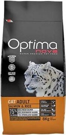 Kuiv kassitoit Optima Nova Cat Adult Salmon & Rice, riis/lõhe, 8 kg