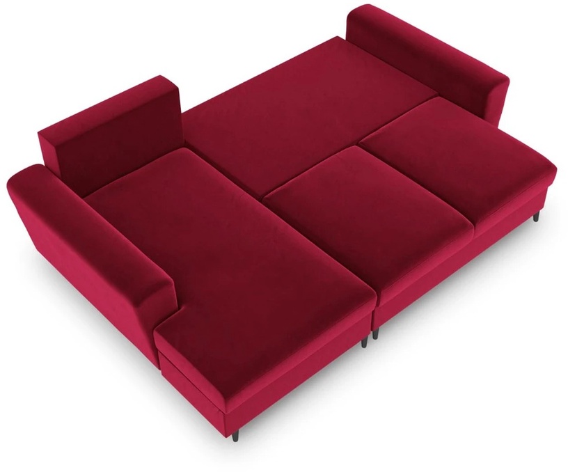 Stūra dīvāns Micadoni Home Moghan Velvet 4 Seats, sarkana, kreisais, 241 x 145 cm x 88 cm