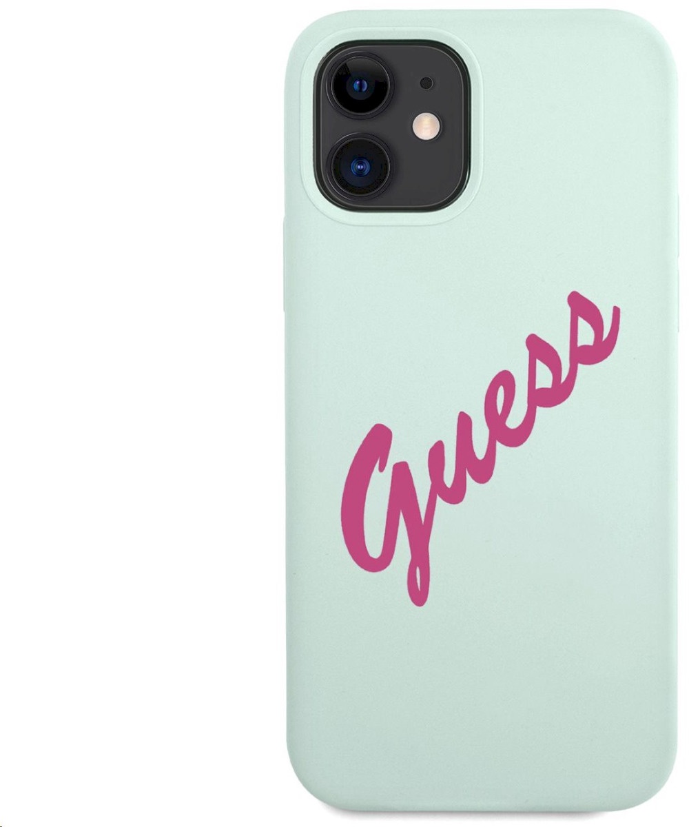 Чехол для телефона Guess Silicone Vintage Script for iPhone 12 Mini, Apple iPhone  12 mini, голубой - 1a.lt