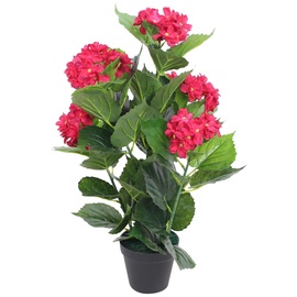Mākslīgie ziedi puķu podā, hortenzija VLX Hydrangea, sarkana/zaļa, 60 cm