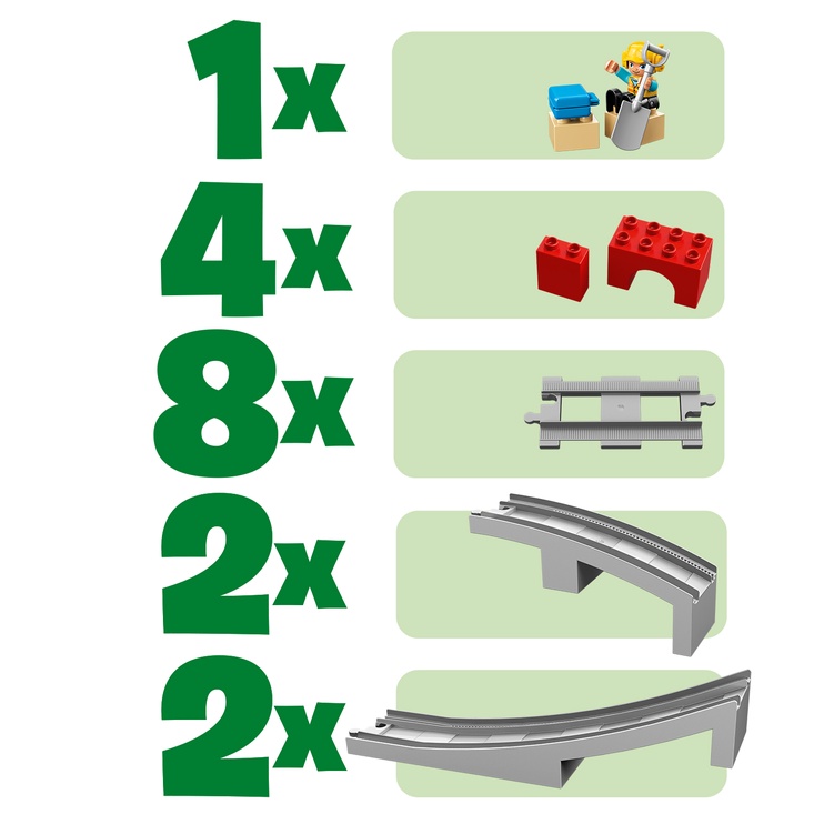 Konstruktors LEGO DUPLO Dzelzceļa tilts un sliedes 10872, 16 gab.