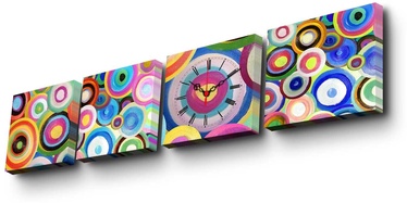 Pulkstenis - bilde Wallity Canvas 4P1919CS-1, daudzkrāsaina, koks, 19 cm x 19 cm