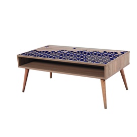 Журнальный столик Kalune Design Viva 123, синий/коричневый, 60 см x 110 см x 45 см