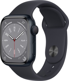 Viedais pulkstenis Apple Watch Series 8 GPS 41mm Midnight Aluminium Case with Midnight Sport Band - Regular, melna