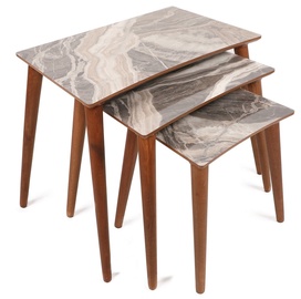 Kohvilaud Kalune Design Siv, valge/hall/pähklipuu, 39 cm x 53 cm x 63.5 cm