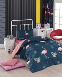 Комплект постельного белья Mijolnir Flamingo, синий/зеленый/розовый, 160x200