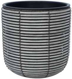 Puķu pods Home4you Wicker 38087, plastmasa/metāls, Ø 270 mm, pelēka