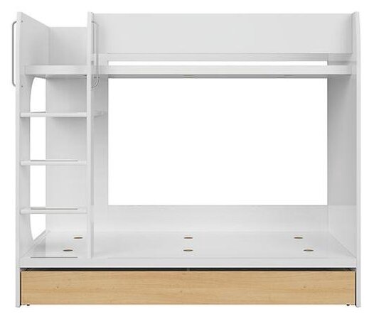 Divstāvīga gulta Nandu, balta/ozola, 184.5 x 96.5 cm