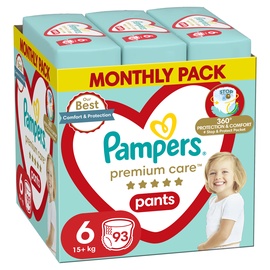 Autiņbiksītes - apakšbiksītes Pampers Premium Care Pants, 6 izmērs, 15 - 30 kg, 93 gab.