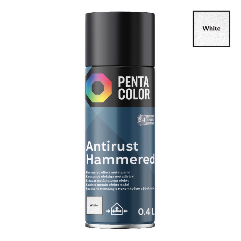 Aerosoolvärv Pentacolor Hammered Effect, dekoratiivne, valge, 0.4 l