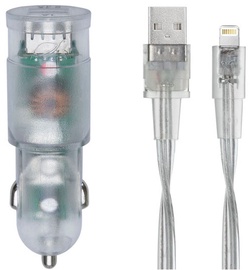 Automobilinis įkroviklis Rivacase VA4225 TD2, USB/Cigarette Lighter Socket/Apple Lightning, 1.2 m, skaidri, 17 W