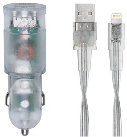 Laadija Rivacase VA4225 TD2, USB/Cigarette Lighter Socket/Apple Lightning, 1.2 m, läbipaistev, 17 W