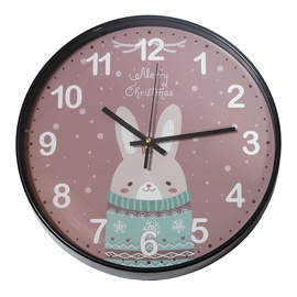 Sienas kvarca pulkstenis Besk Rabbit, rozā, plastmasa, 30 cm x 30 cm, 30 cm